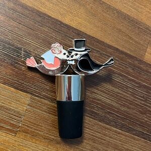 Love birds bride and groom wine stopper